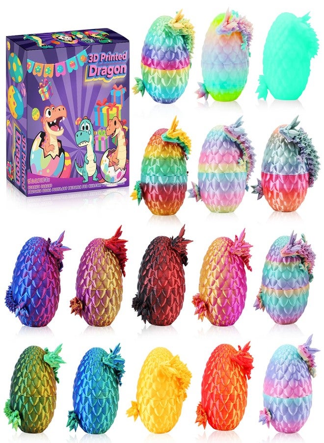 Apear1 16PCS 3D Printed Dragon Eggs, Cool 3D Printer Mini Dragon Egg Set Articulated Crystal Fidget Toy for Boy Kids Teens Easter Basket Stuffers (16 Pcs) - Image 1